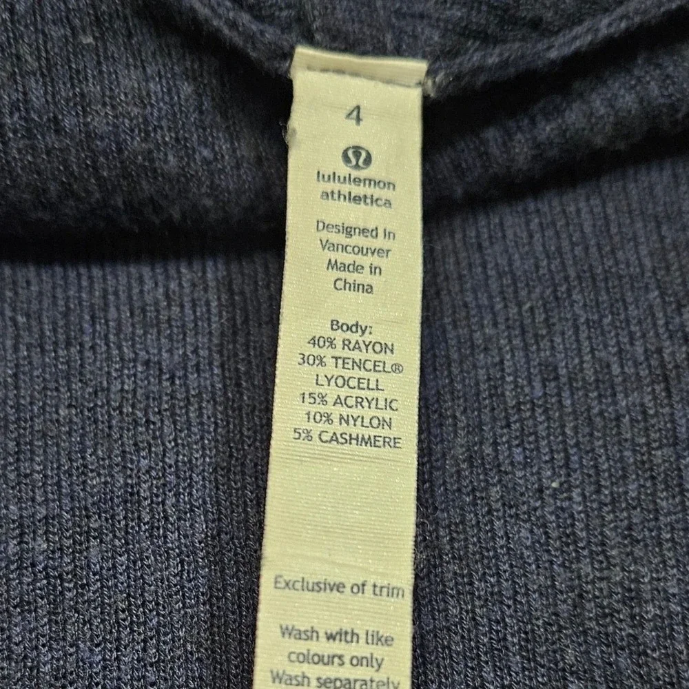Lululemon Cabin Yogi Wrap Open Front Cardigan Navy Blue Cashmere Blend Size 4